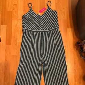 NWT xhilaration green striped cropped romper